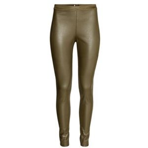H&M  NWT! Superstretch Khaki Green Front Leather Tregging Size 14